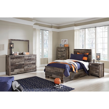 Twin Panel Bed with 2 Storage Drawers