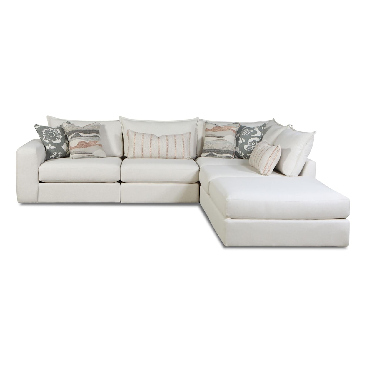 Fusion Furniture 7000 MISSIONARY SALT Modular Sectional - Ottoman sold Separately