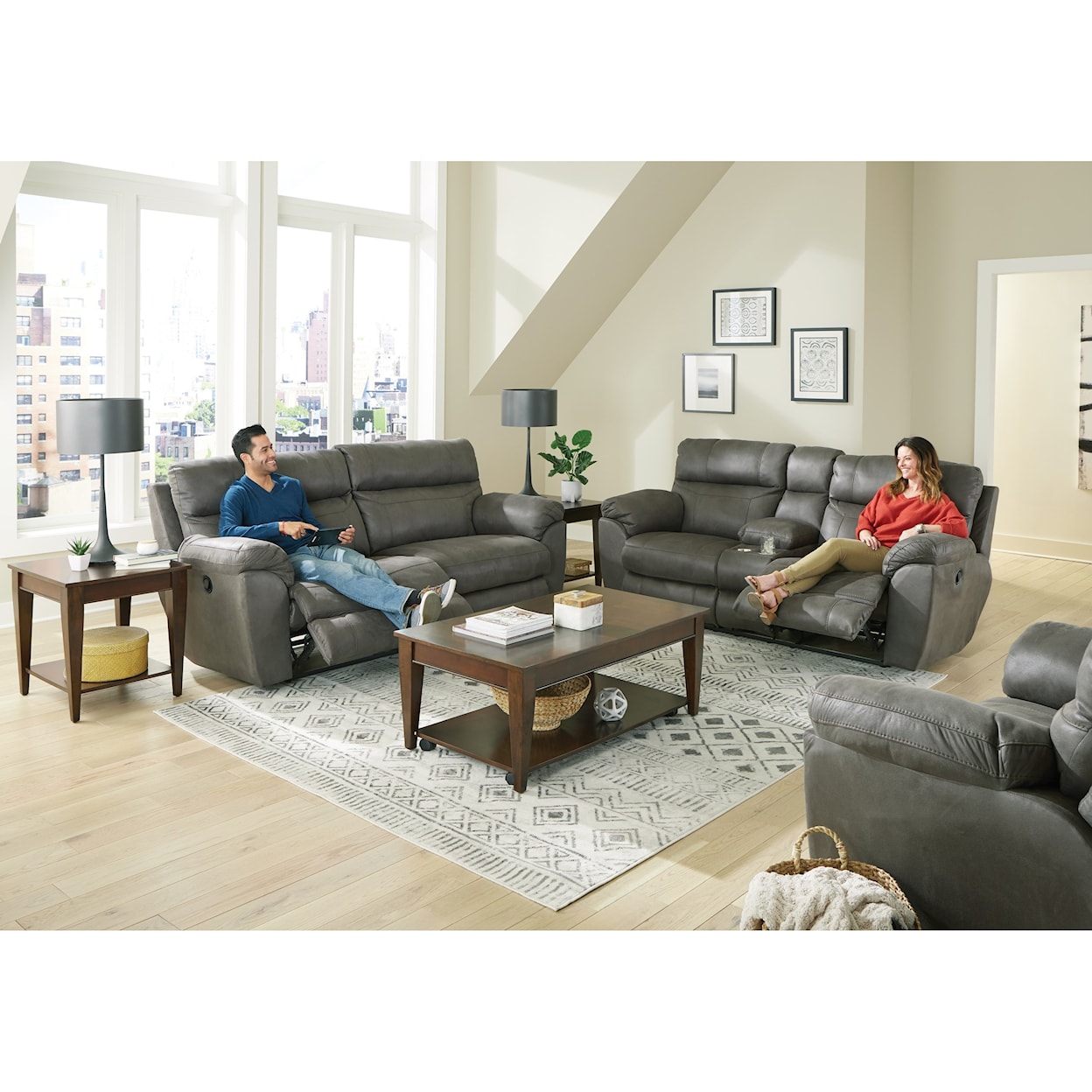 Catnapper Charcoal Reclining Sofa