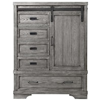 Farmhouse 5-Drawer Chifferobe Chest with Sliding Door