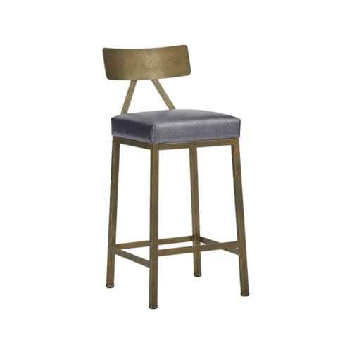 Macias Non-Swivel With Back Counter Stool With No Welt