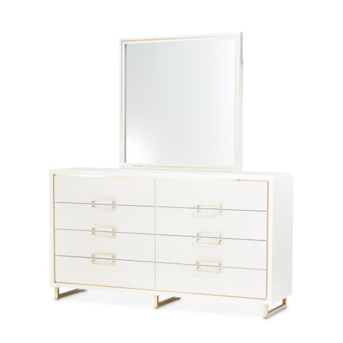 Glam 6-Drawer Dresser with Mirror