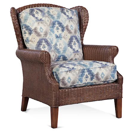 High Back Chair with Wicker Frame