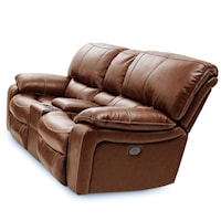 Casual Power Reclining Console Loveseat with Power Headrests and Cupholders