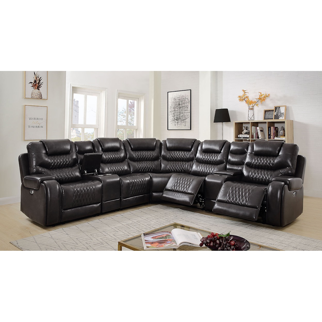 Furniture of America Mariah Upholstery Power Sectional