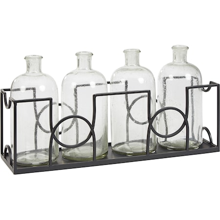 Dmitri Clear/Black Accessory Set with 4 Vases and Tray