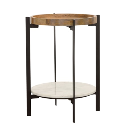 Adhvik Side Table w/ Marble Shelf and