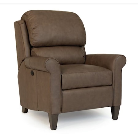 Transitional Power Recliner with Wood Tapered Legs