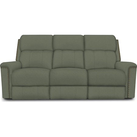 Transitional Double Reclining Sofa with Nailheads
