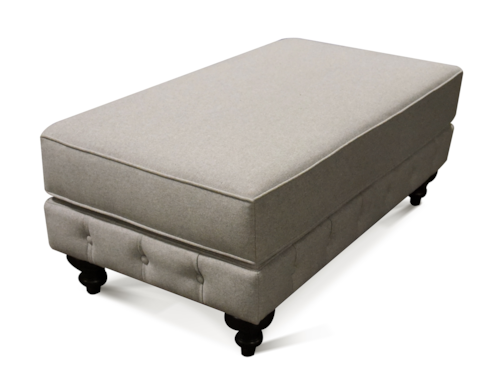 Traditional Button Tufted Ottoman with Turned Legs