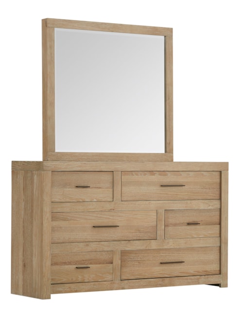 Contemporary Asymmetrical Dresser and Mirror Set