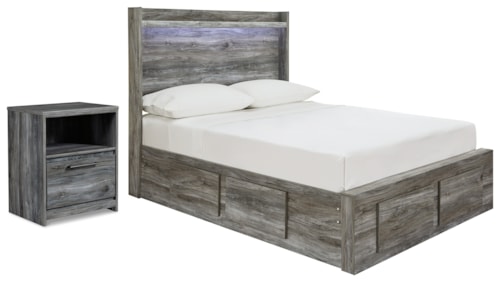 Full Panel Storage Bed And Nightstand