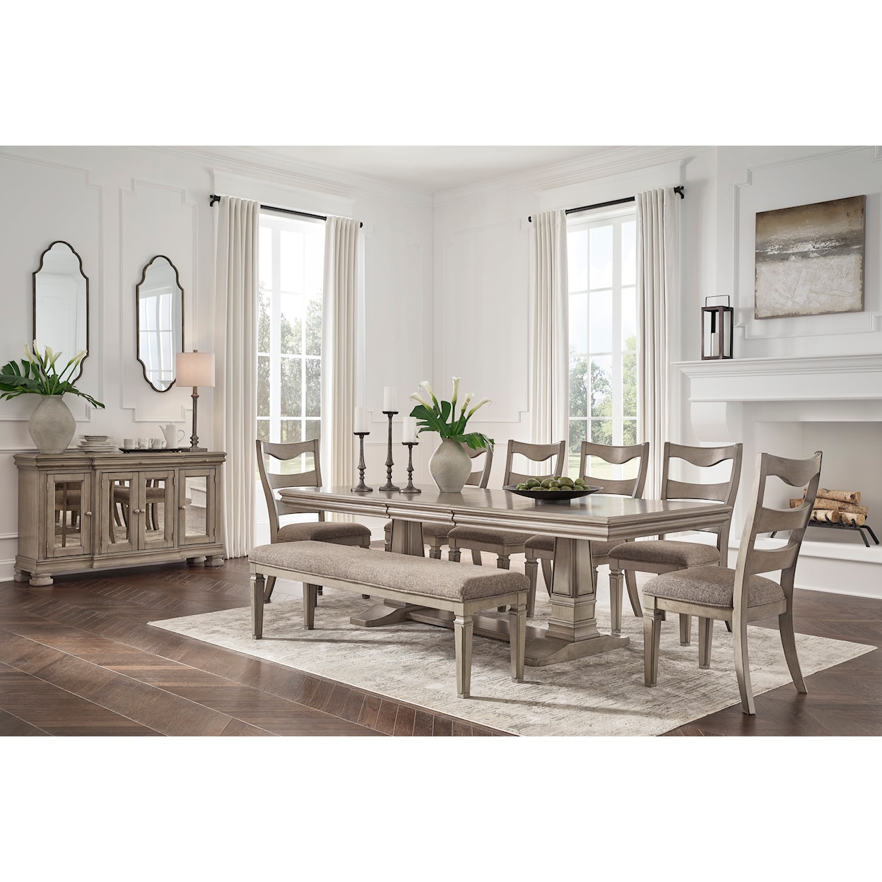 Signature Lexorne 8-Piece Dining Set with Bench