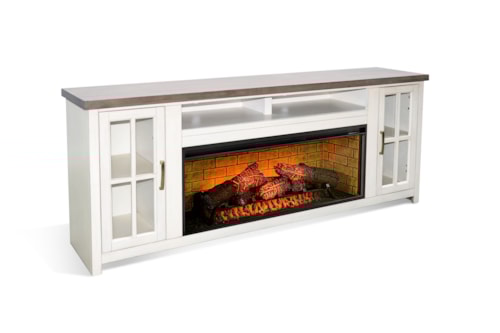 76" Media Console With Electric Fireplace