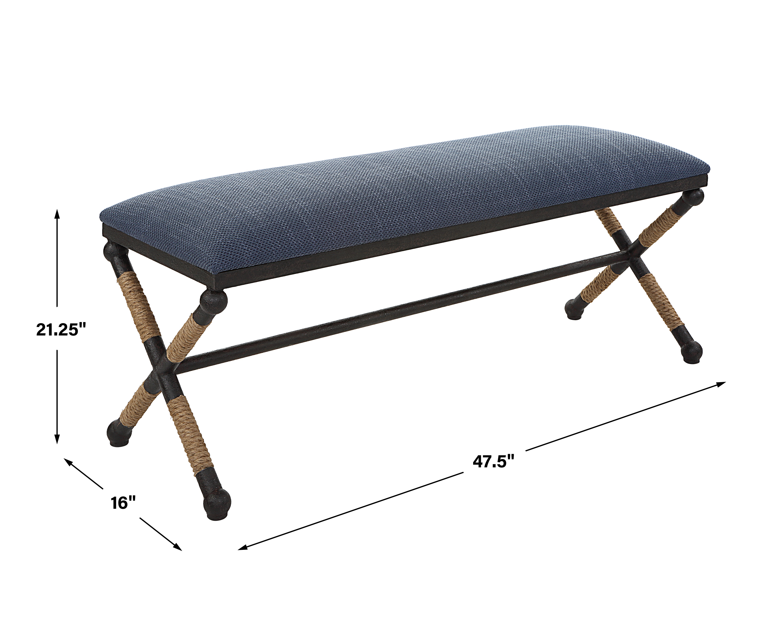 Uttermost Firth Firth Rustic Navy Bench
