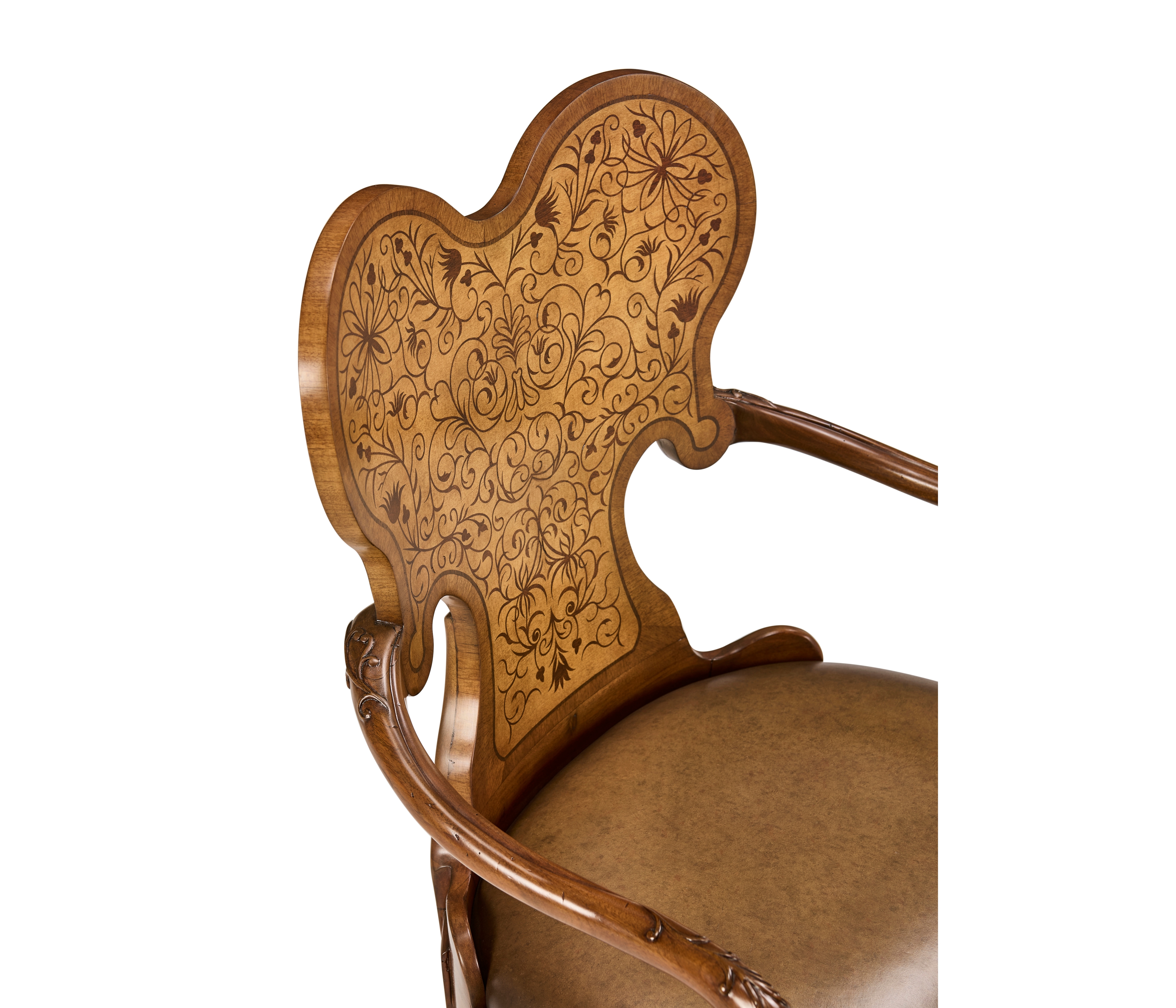 Jonathan Charles JC Traditional Seaweed Marquetry Arm Chair