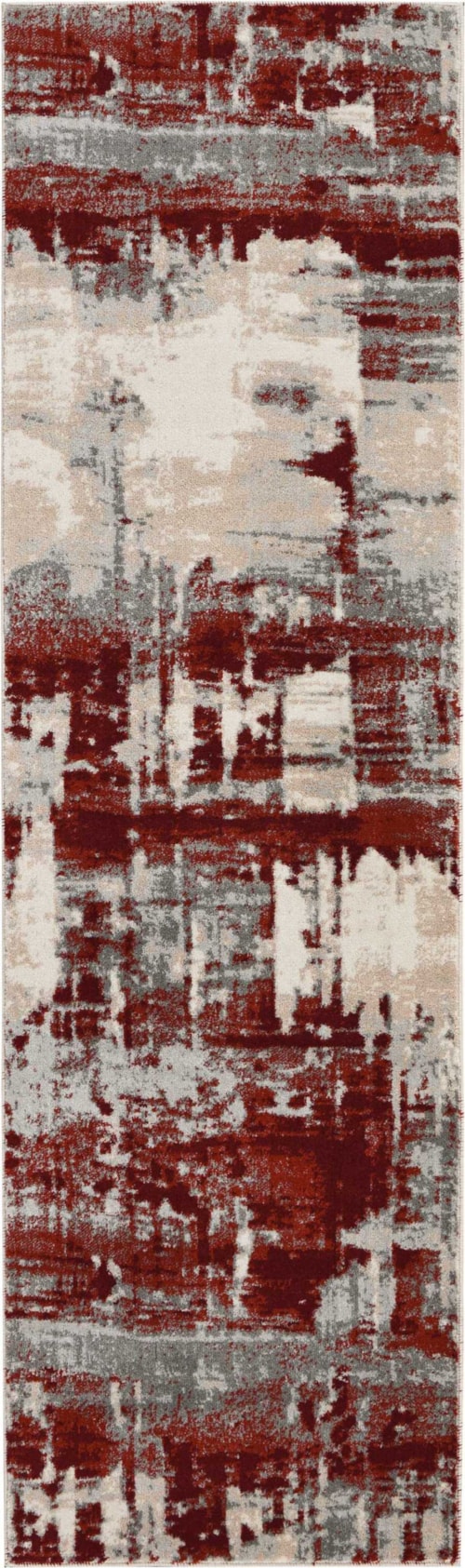 2'2" x 7'6" Ivory/Red Runner Rug