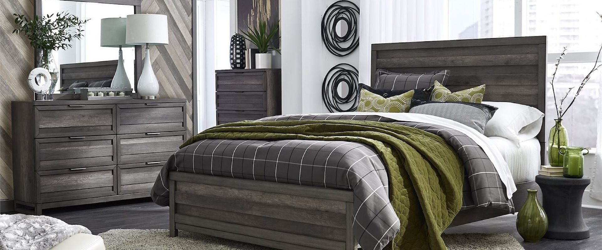 Contemporary 4-Piece Full Panel Bed Set