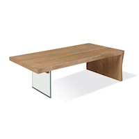 Contemporary White Oak and Glass Coffee Table