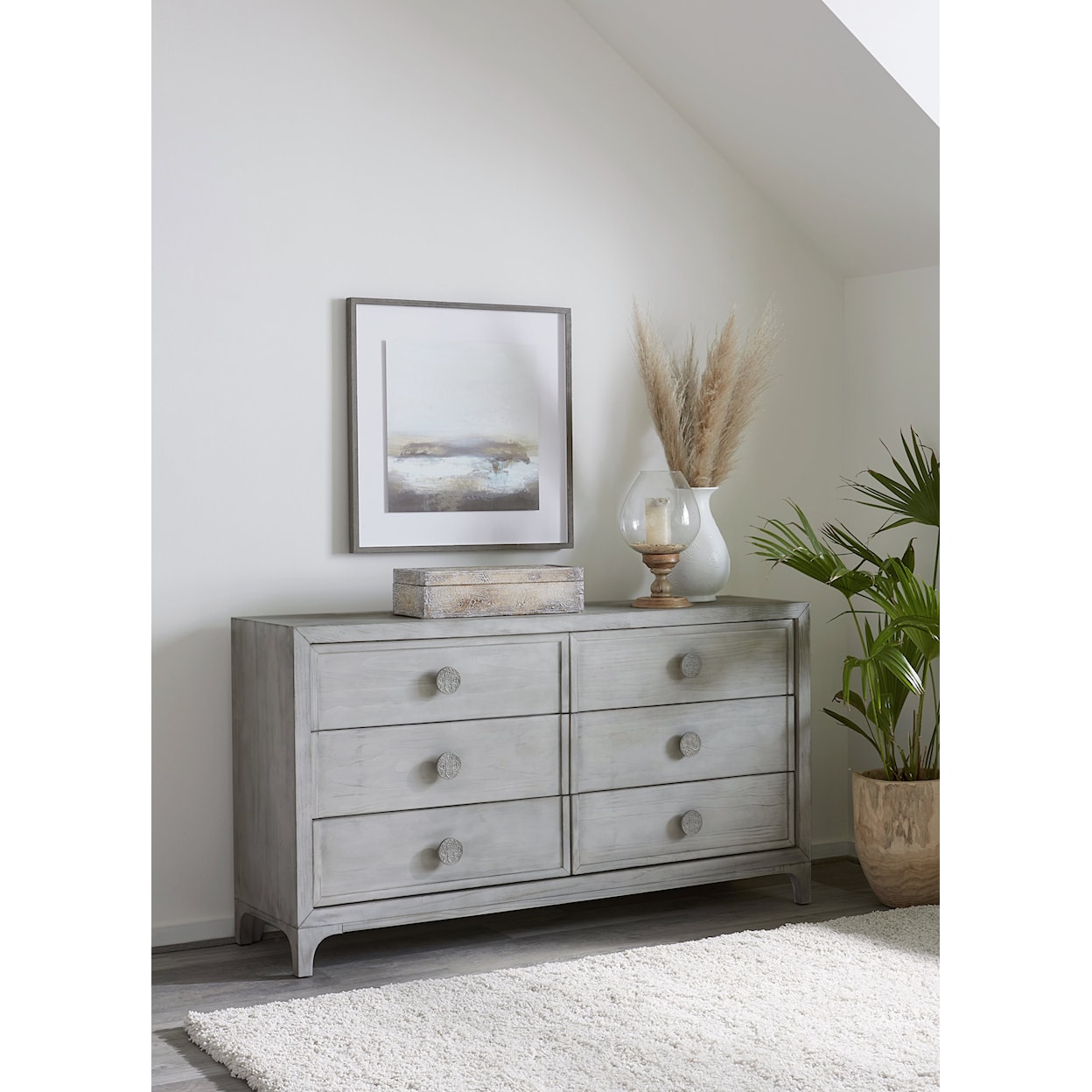 Modus International Boho Chic 6-Drawer Dresser In Washed White