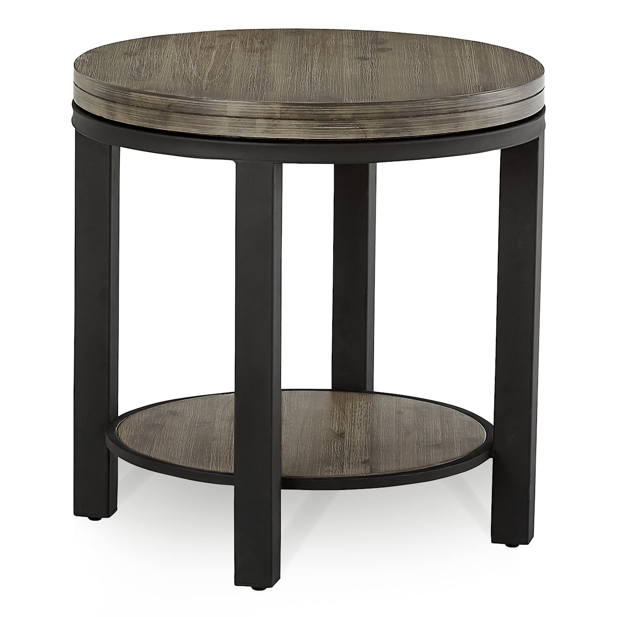 Modus International Canyon Washed Grey Solid Wood and Metal Round End Table