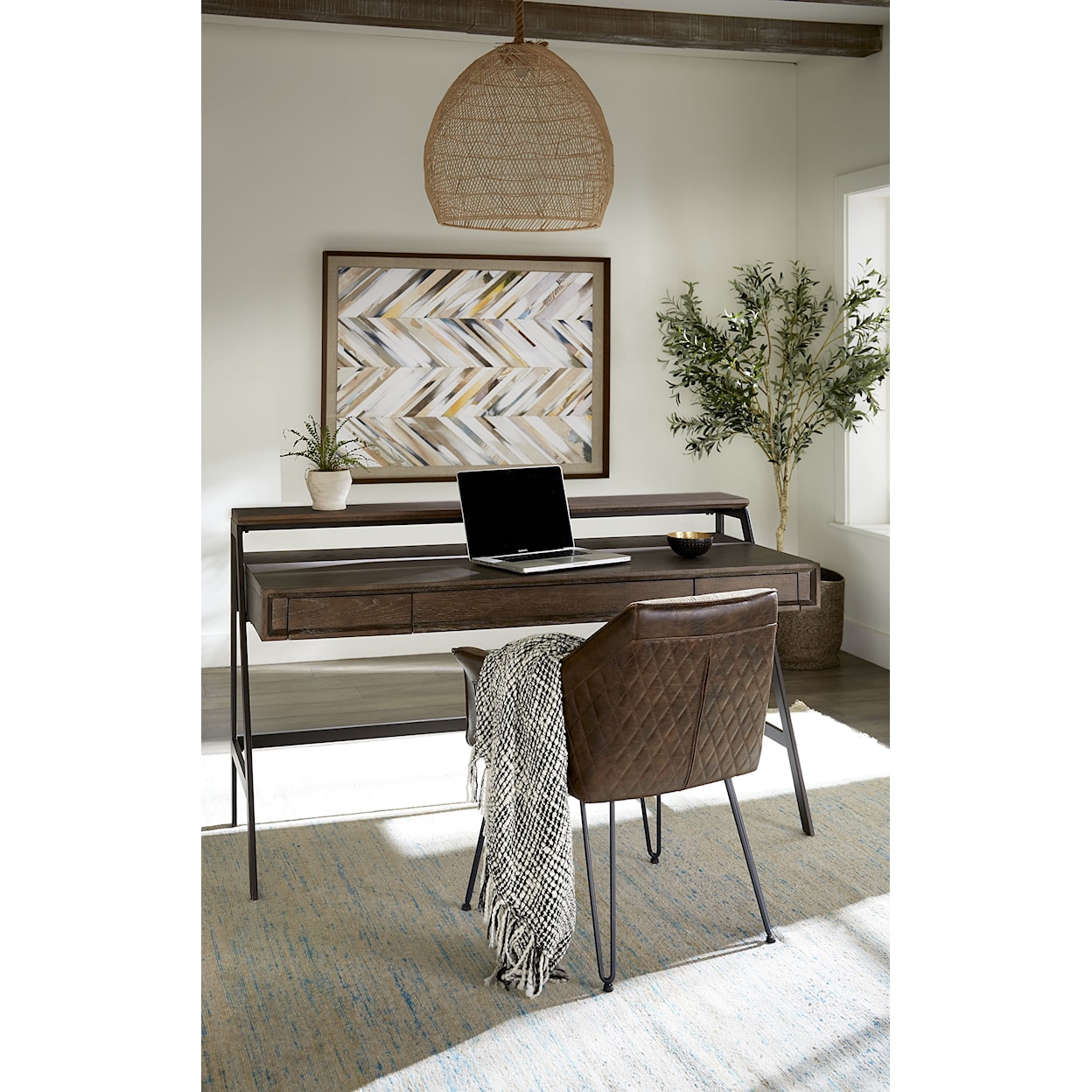 Modus International Finch Wood and Metal Secretary Desk