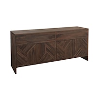 Mid-Century Modern 4-Door Sideboard with Adjustable Shelves