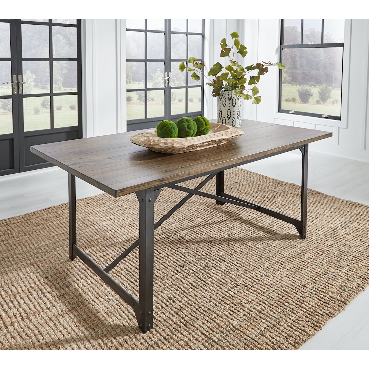 Modus International Dubois Reclaimed Wood and Metal Dining Table