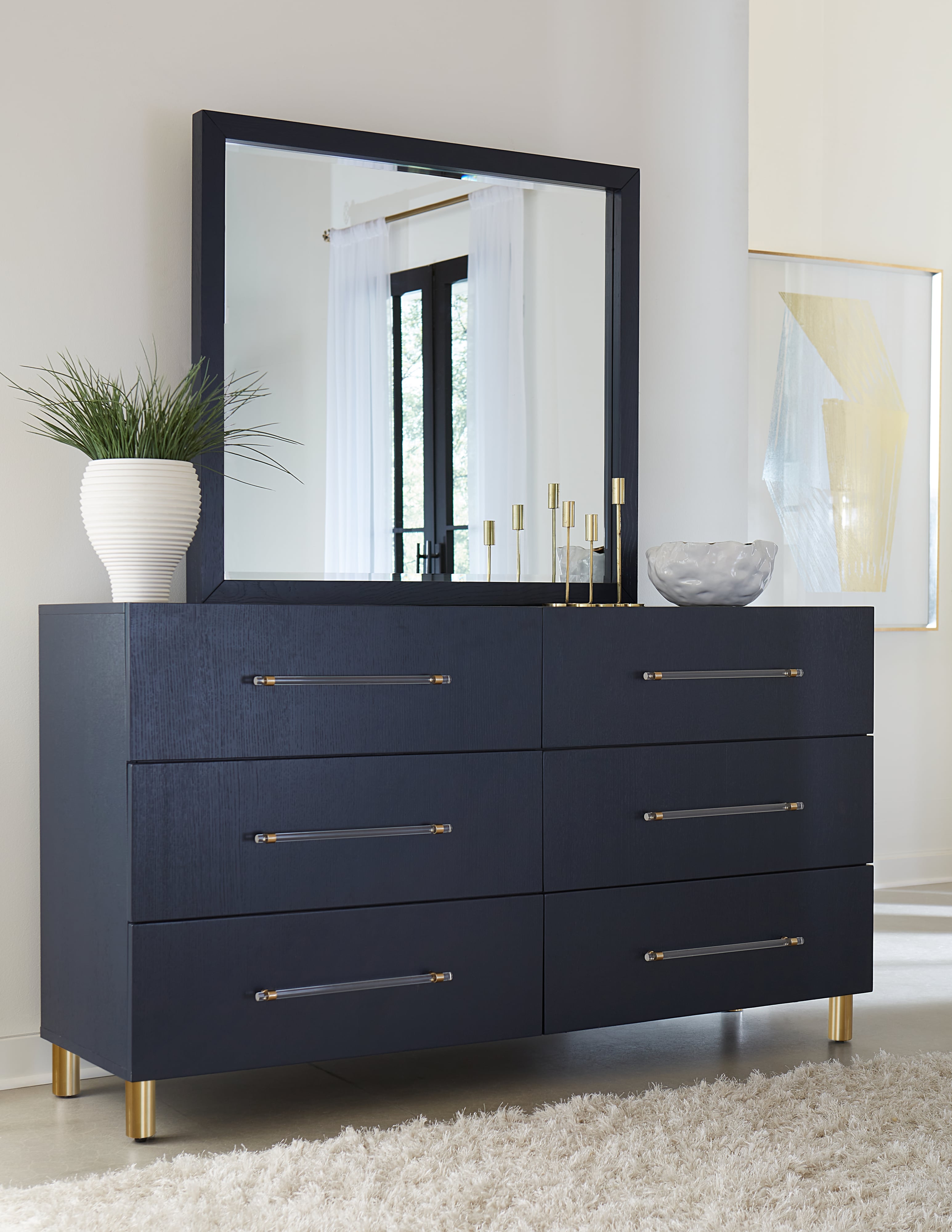 Modus Furniture Argento Beveled Glass Wall or Dresser Mirror