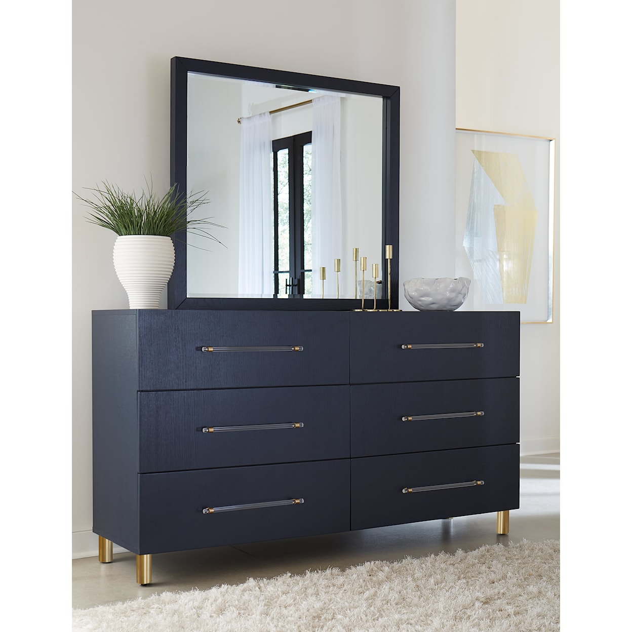 Modus International Argento Beveled Glass Wall or Dresser Mirror