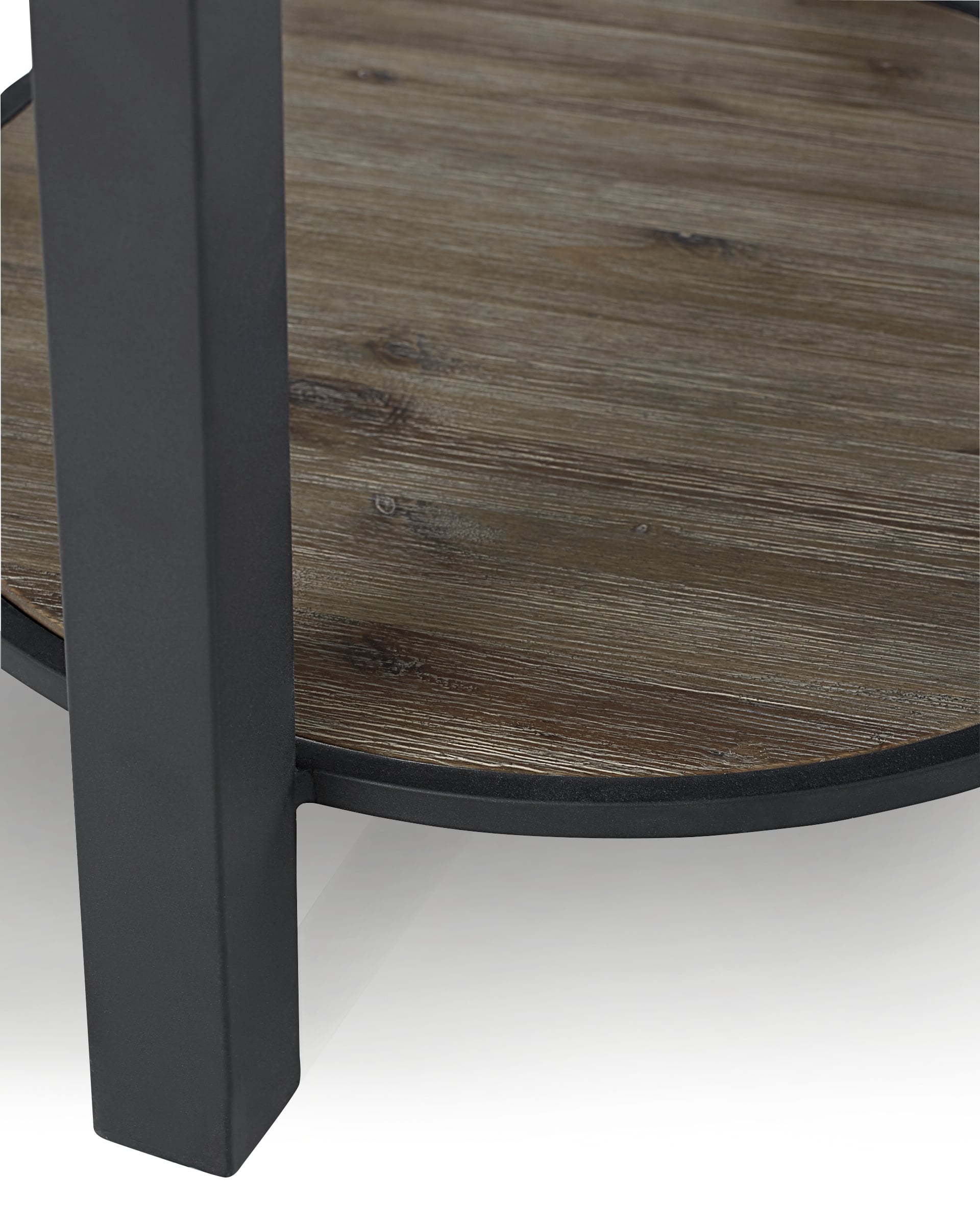 Modus Furniture Canyon Washed Grey Solid Wood and Metal Round End Table