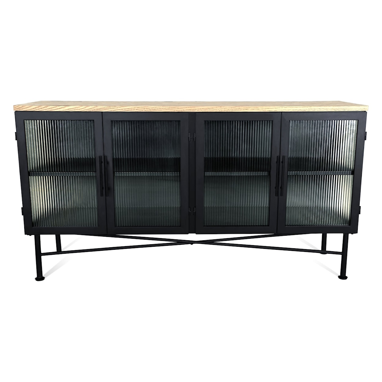 Modus International Aere Four Door Ribbed Glass Sideboard