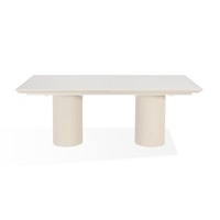 Cannon Stone Top Double Pedestal Extension Dining Table with Ivory Wood Base