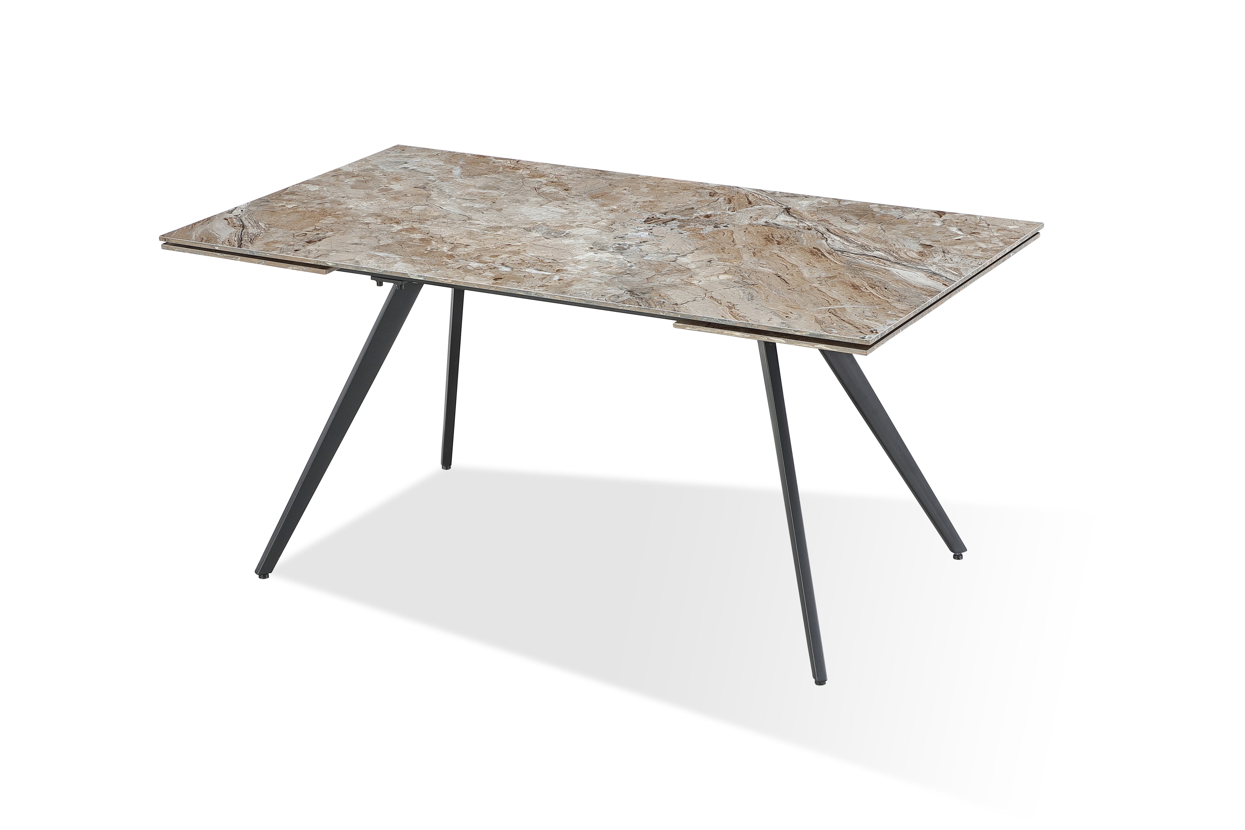 Modus Furniture Lucia Double Ext Stone Top Metal Leg Dining Table