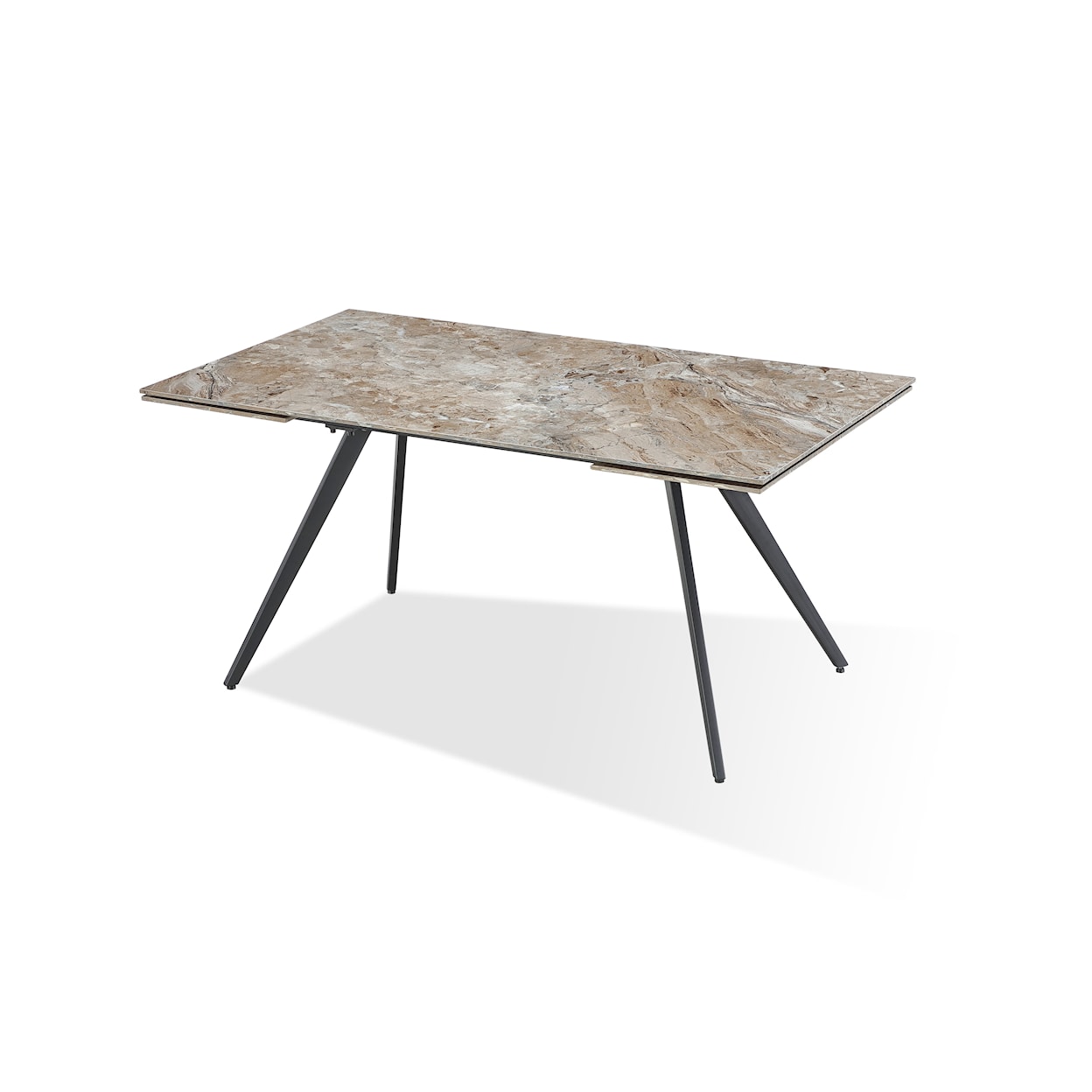 Modus International Lucia Double Ext Stone Top Metal Leg Dining Table