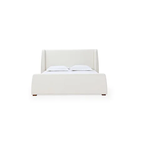 Contemporary Upholstered Wingback Platform Queen Bed