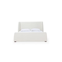 Contemporary Upholstered Wingback Platform Queen Bed