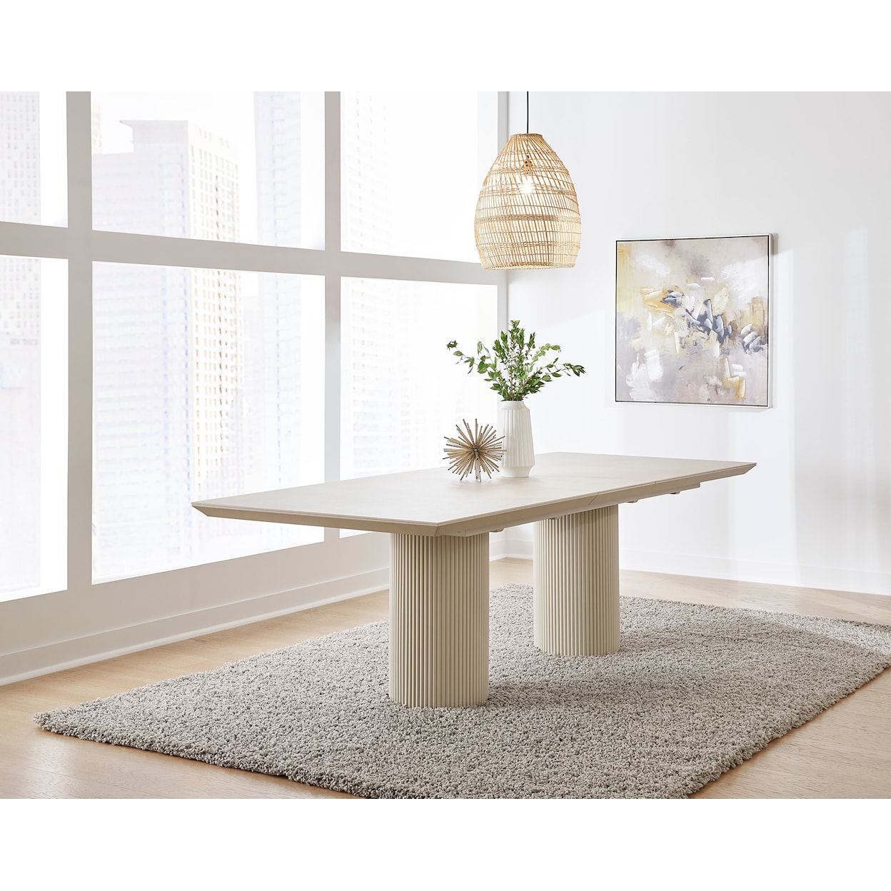 Modus International Crossroads 2.0 Cannon Stone Top Extension Dining Table
