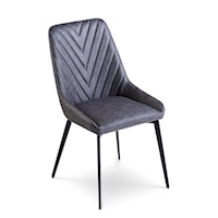 Metal Leg Upholstered Dining Chair in Charcoal