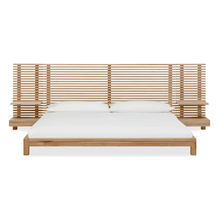 Queen Wall Bed with Integrated Nightstands in Flaxen Finish