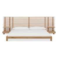California King Wall Bed with Integrated Nightstands in Flaxen Finish