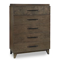 Mid-Century Modern 5-Drawer Chest in Wild Oats Brown