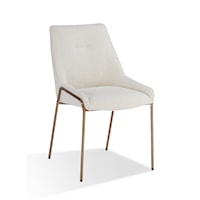 Mid-Century Modern Upholstered Dining Chair with Metal Legs