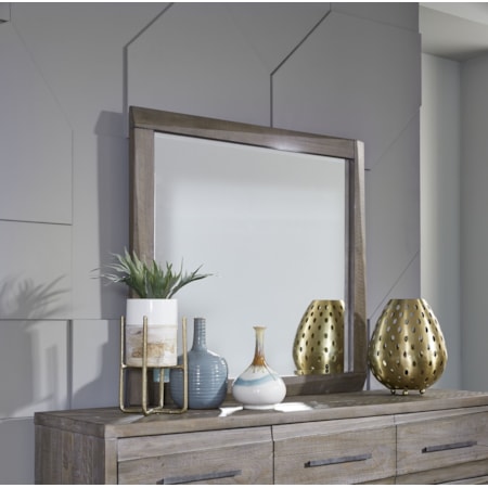 Solid Wood Beveled Glass Mirror in Sahara Ta