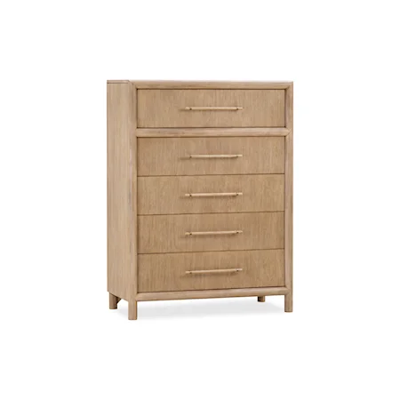 Rustic Contemporary 5-Drawer Bedroom Chest with Felt Lined Drawer