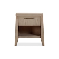 1-Drawer Nightstand with Open Storage Shelf in Ginger Finish