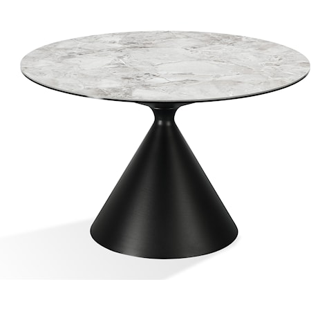 Modus International Kentfield 8ZU562 Wood and Metal Round Dining Table in  Black Drift Oak and Brass, Reeds Furniture