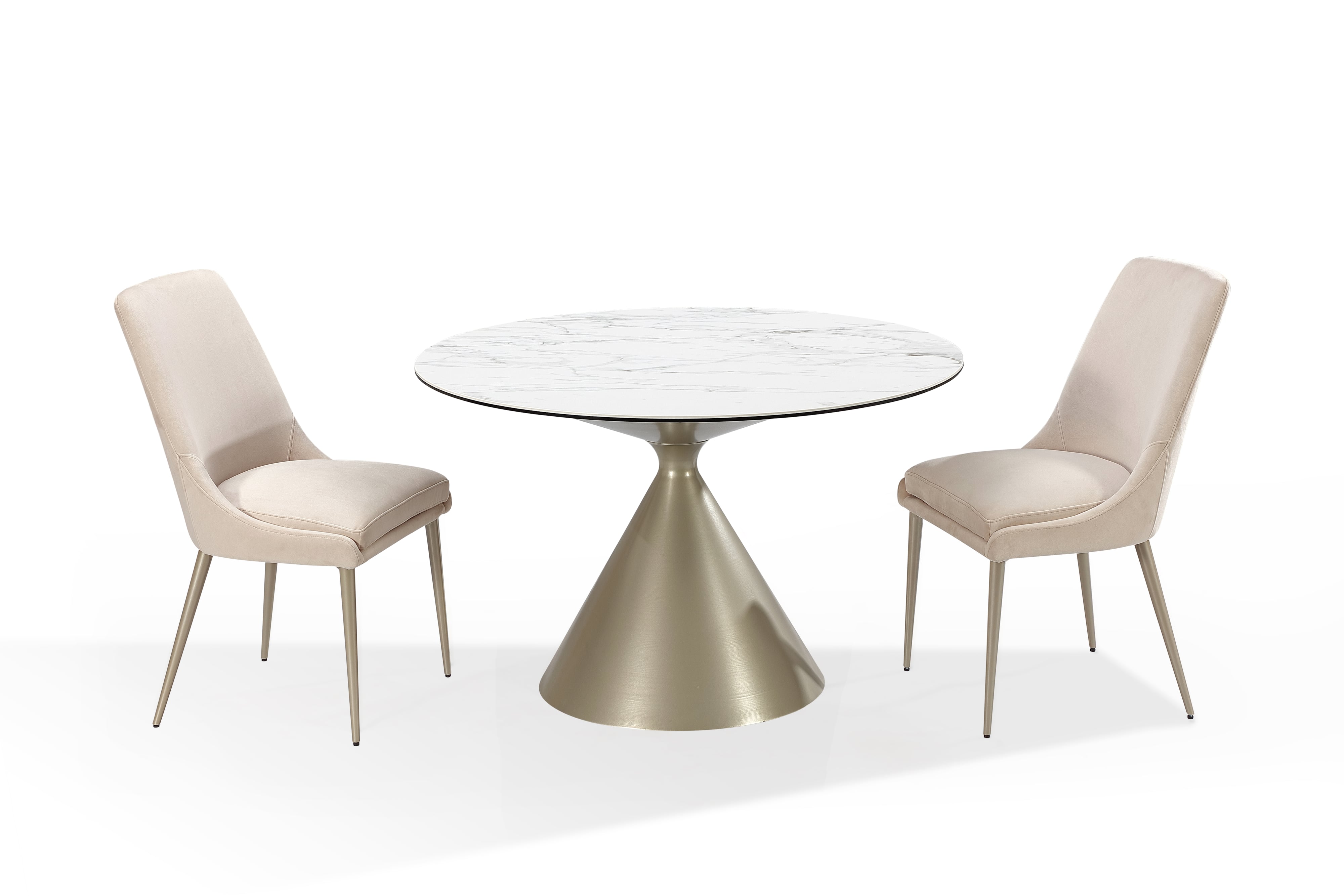 Modus Furniture Winston Stone Top Metal Base Round Dining Table