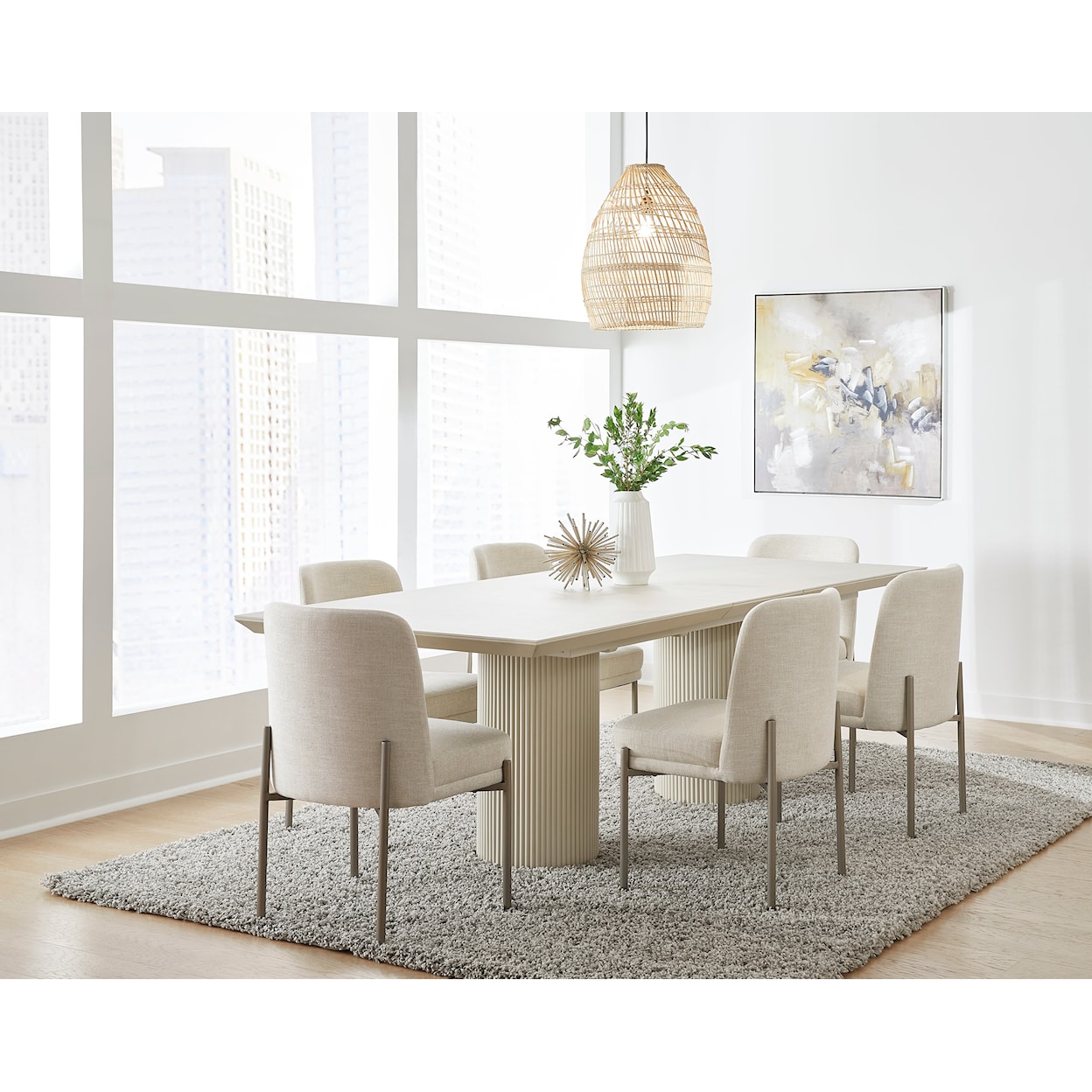 Modus International Crossroads 2.0 Cannon Stone Top Extension Dining Table