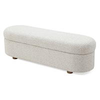 Upholstered Hinged Storage Bench in Cotton Ball Boucle